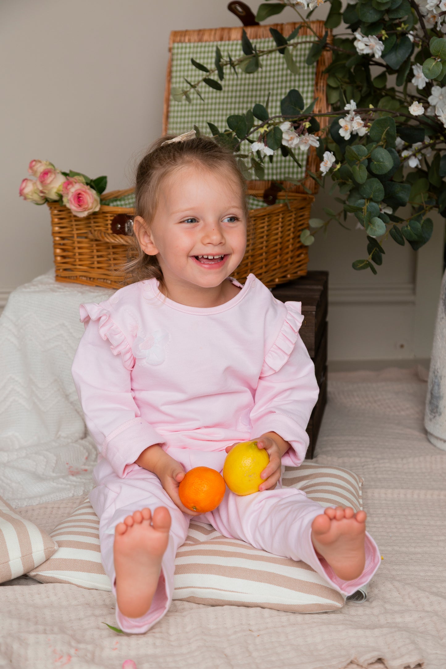 Pink Applique Flower Tracksuit