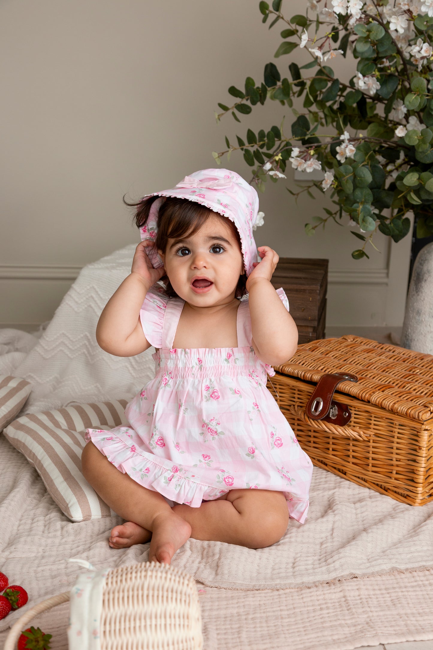 Pink Gingham 3pc Jam Pant Set
