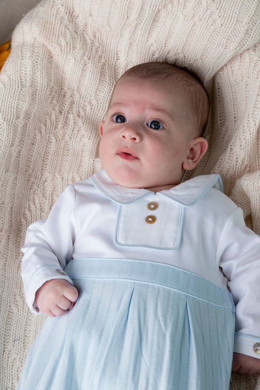Blue Jacquard Babygrow