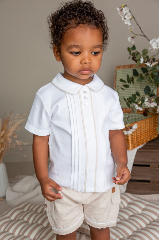 Beige Linen Polo and Bloomer