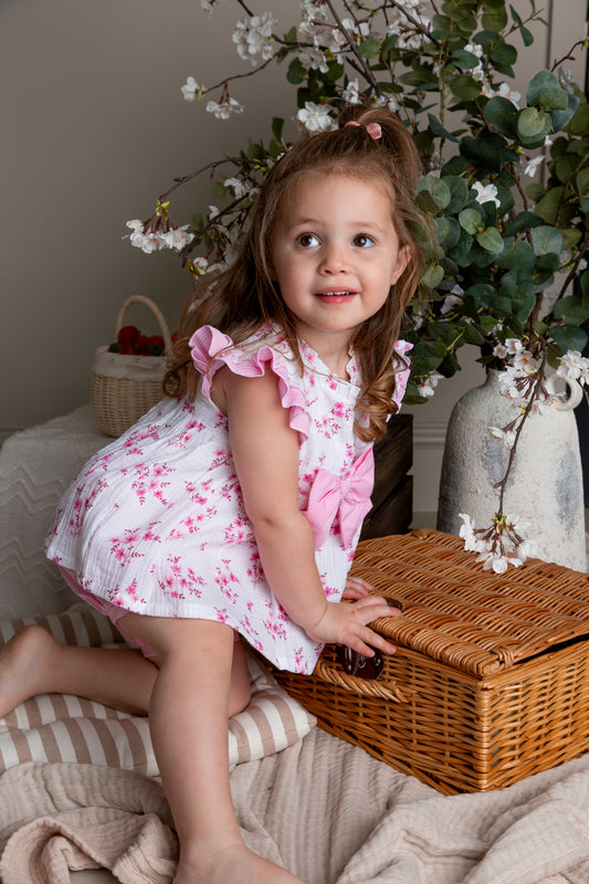 Pink Floral Gingham Top and Bloomers