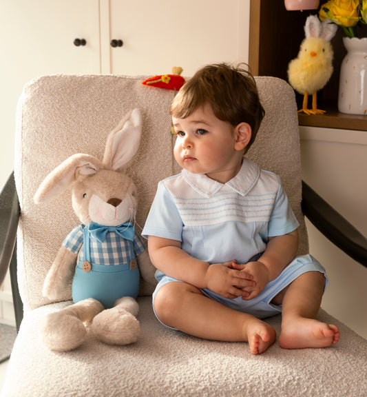 Blue Smocked Polo and Shorts