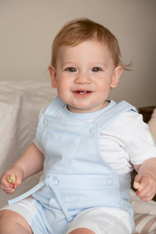 Blue Patchwork Short Dungaree