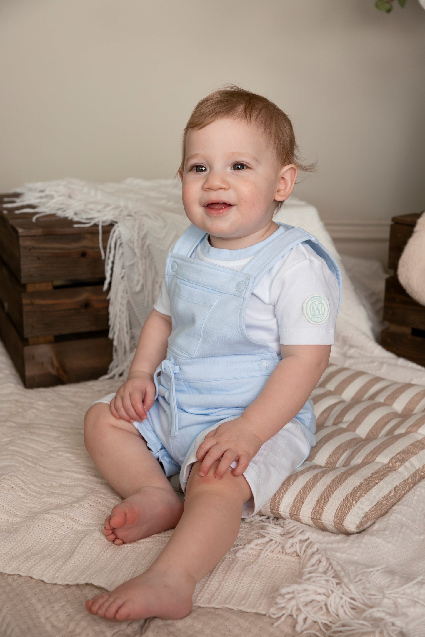 Blue Patchwork Short Dungaree