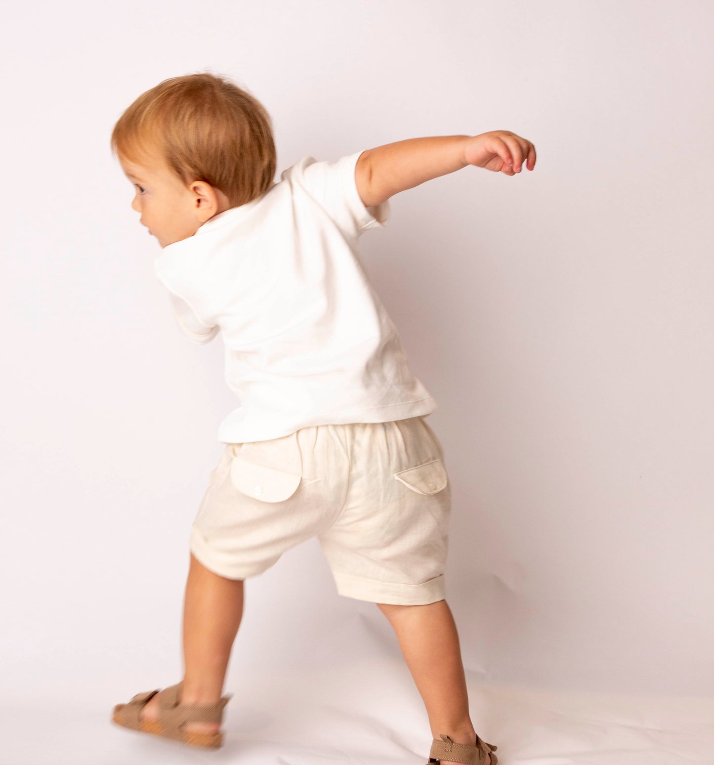 Beige Linen Top and Short Set