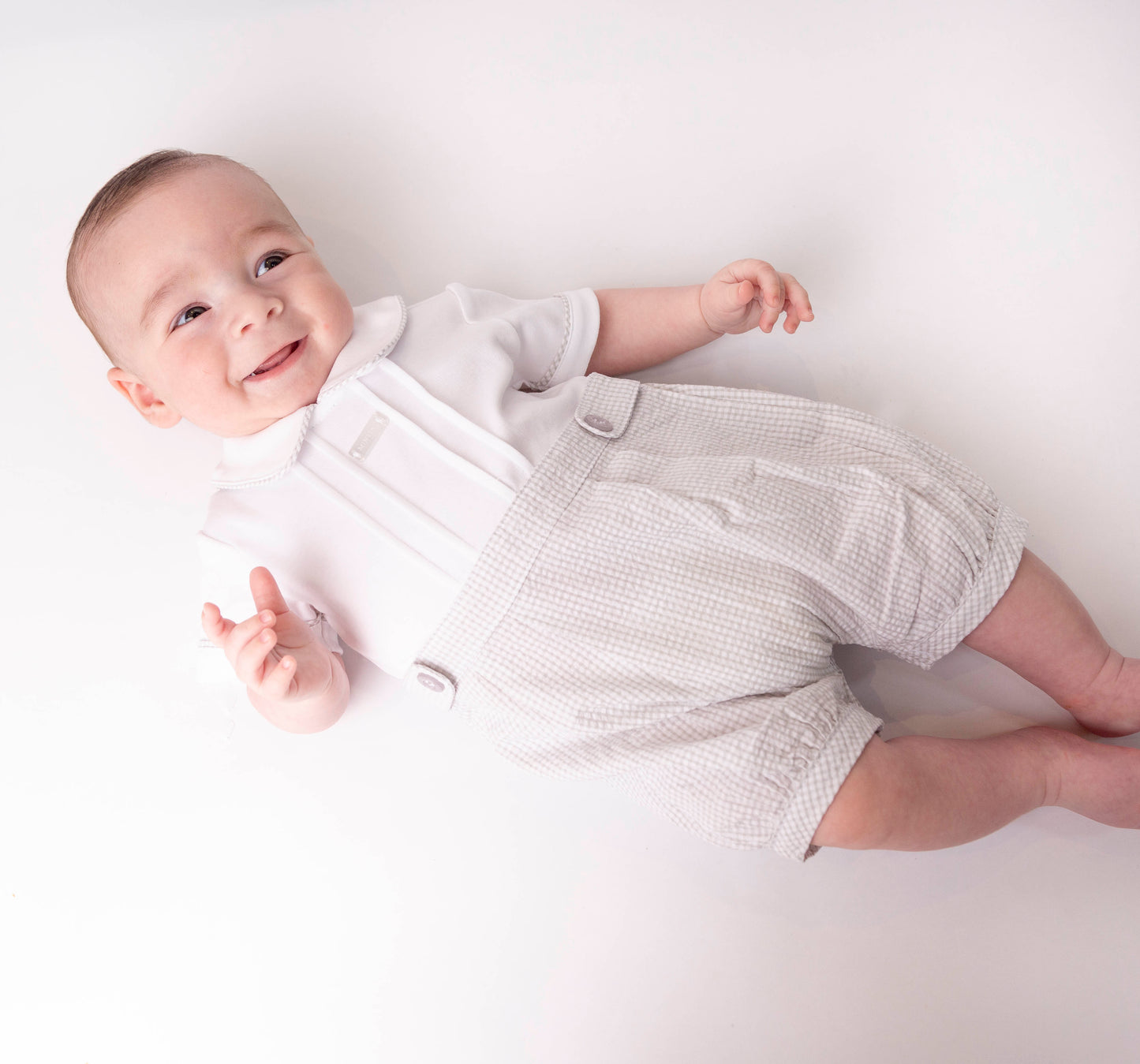 Grey Seersucker Romper