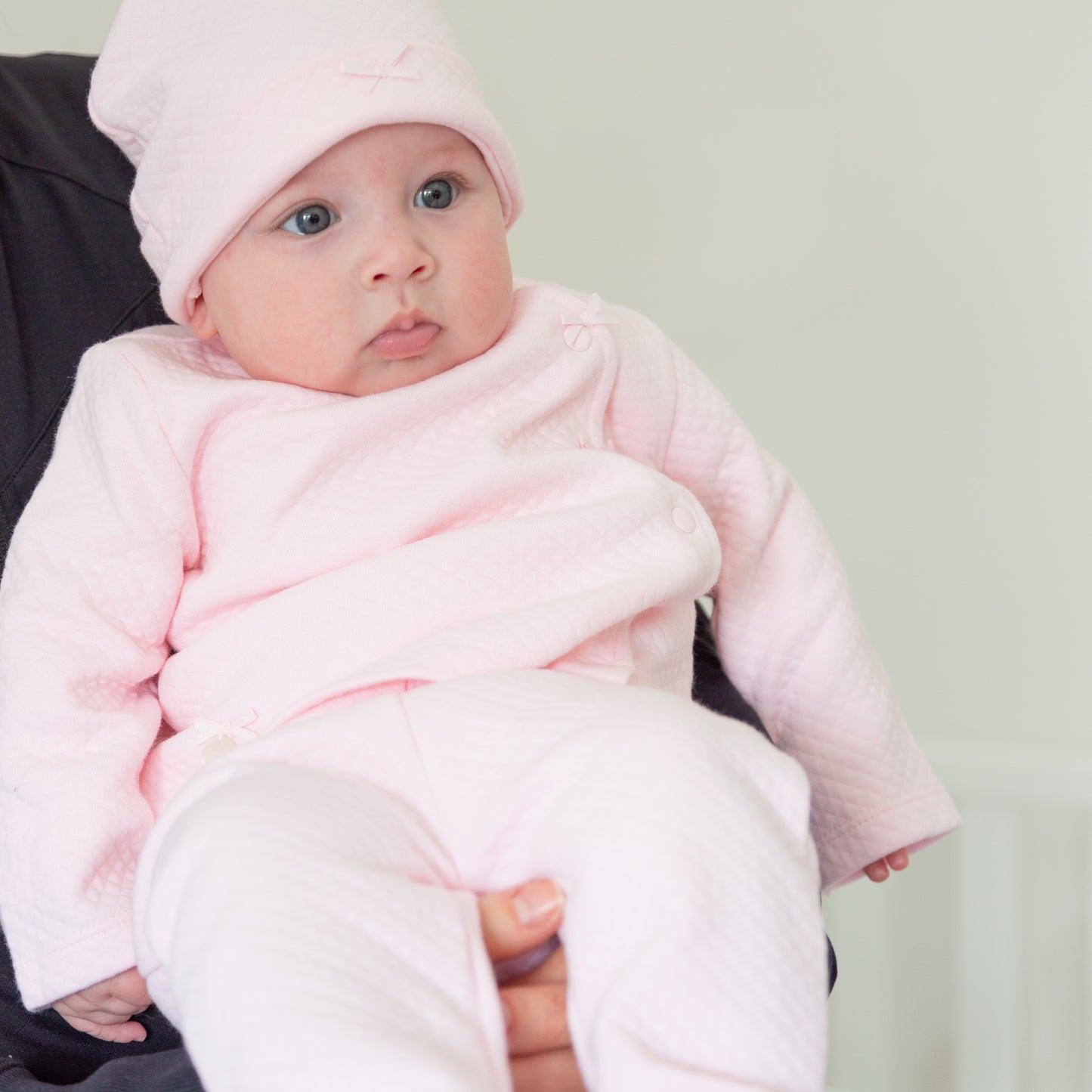 Pink Waffle Tiny Baby 3pc Set and Hat