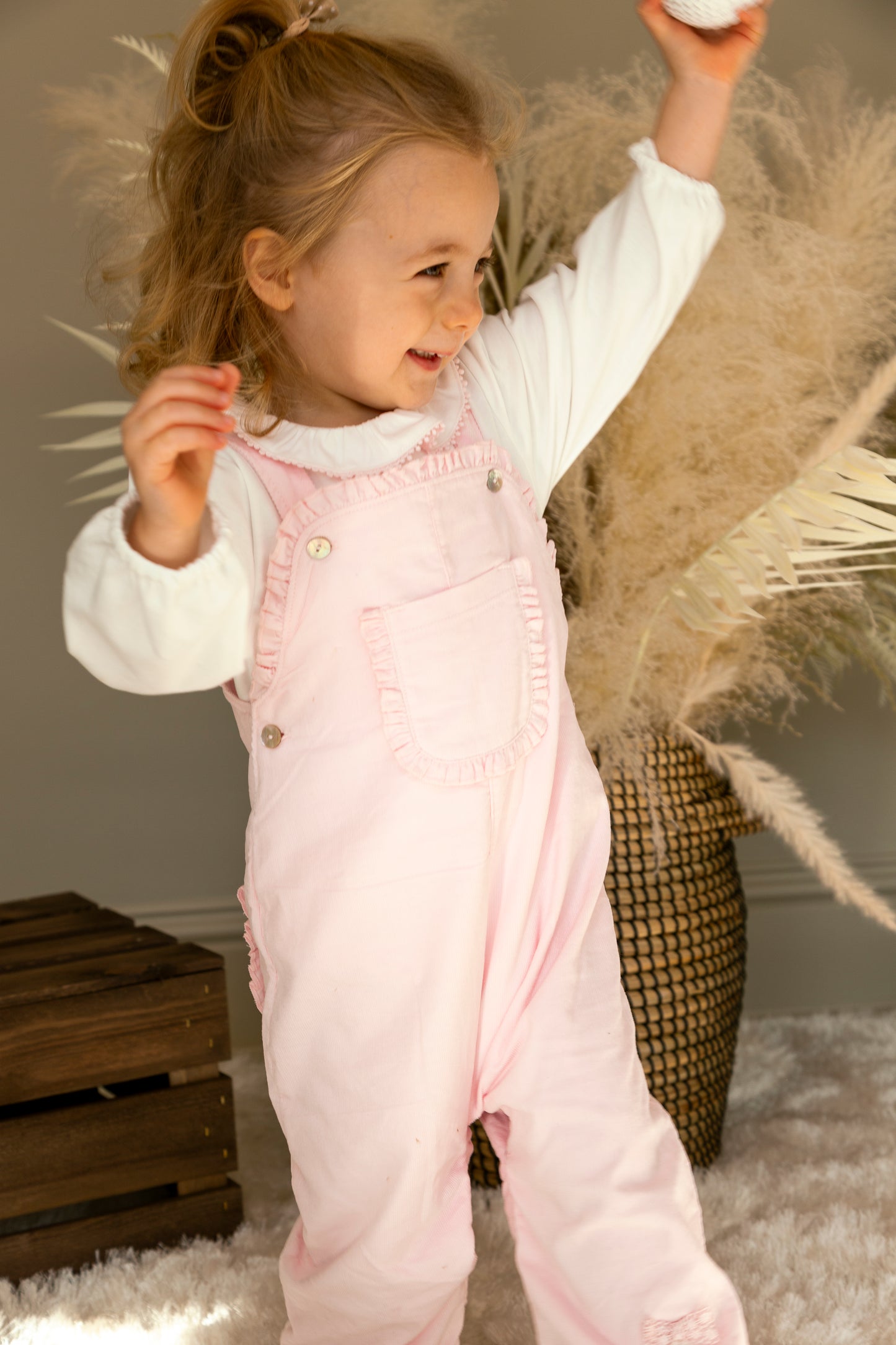 Pink Needlecord Long Romper