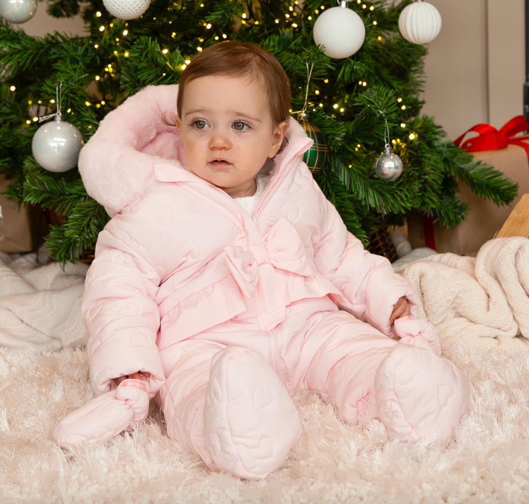 Wadded Pink Heart Snowsuit