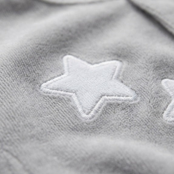Grey Velour Star Babygrow