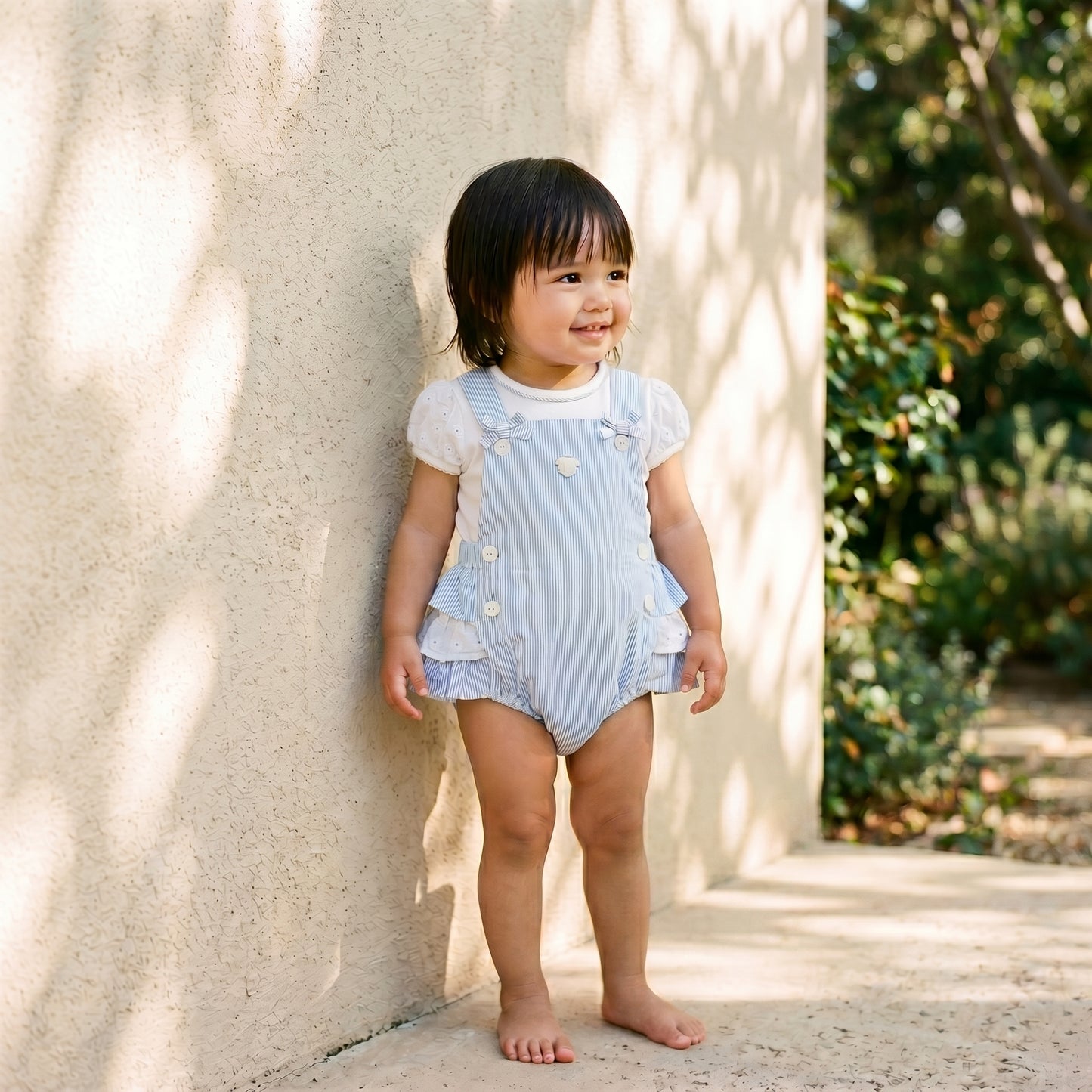 Blue Pinstripe Romper Dungaree