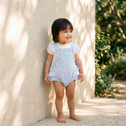 Blue Pinstripe Romper Dungaree