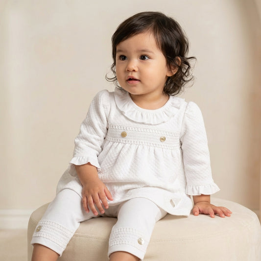 White Jacquard Dress and Legging