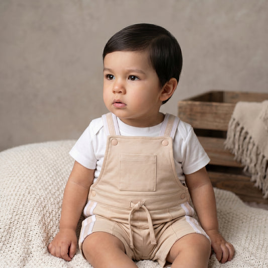 Beige Tape Short Dungaree