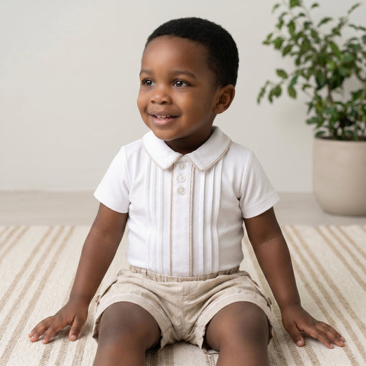Beige Linen Polo and Bloomer