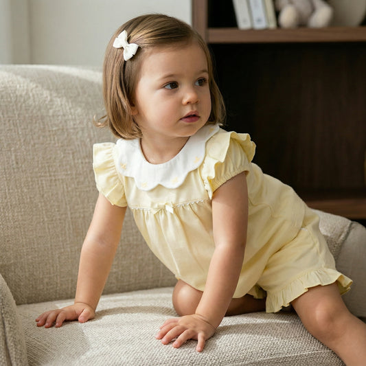 Lemon Butterfly Collar Top and Short