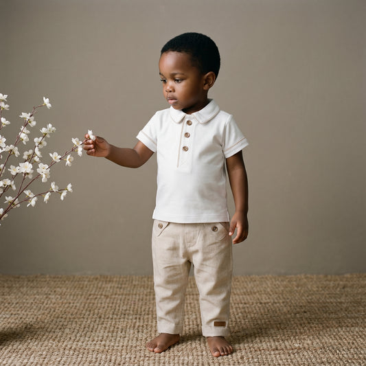 Beige Linen Polo and Trouser