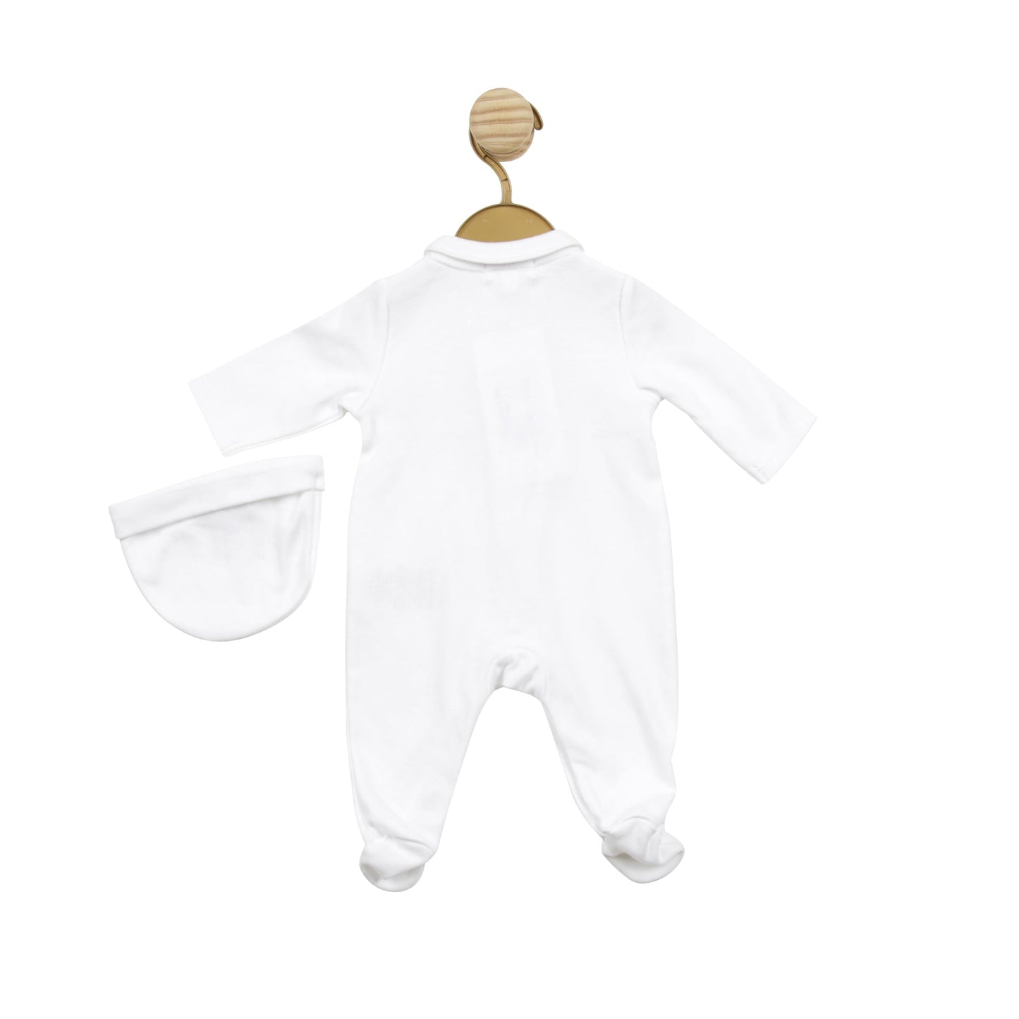 White Smocked Tiny Babygrow with Hat