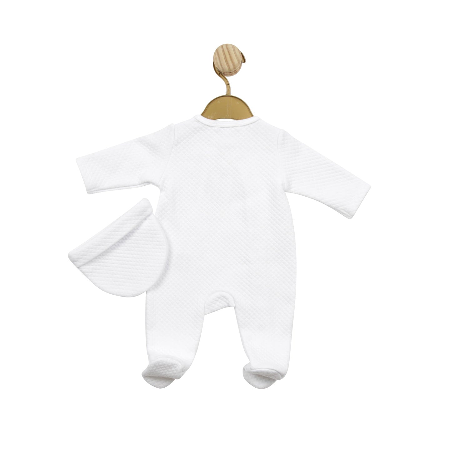 White Waffle Tiny Babygrow with Hat