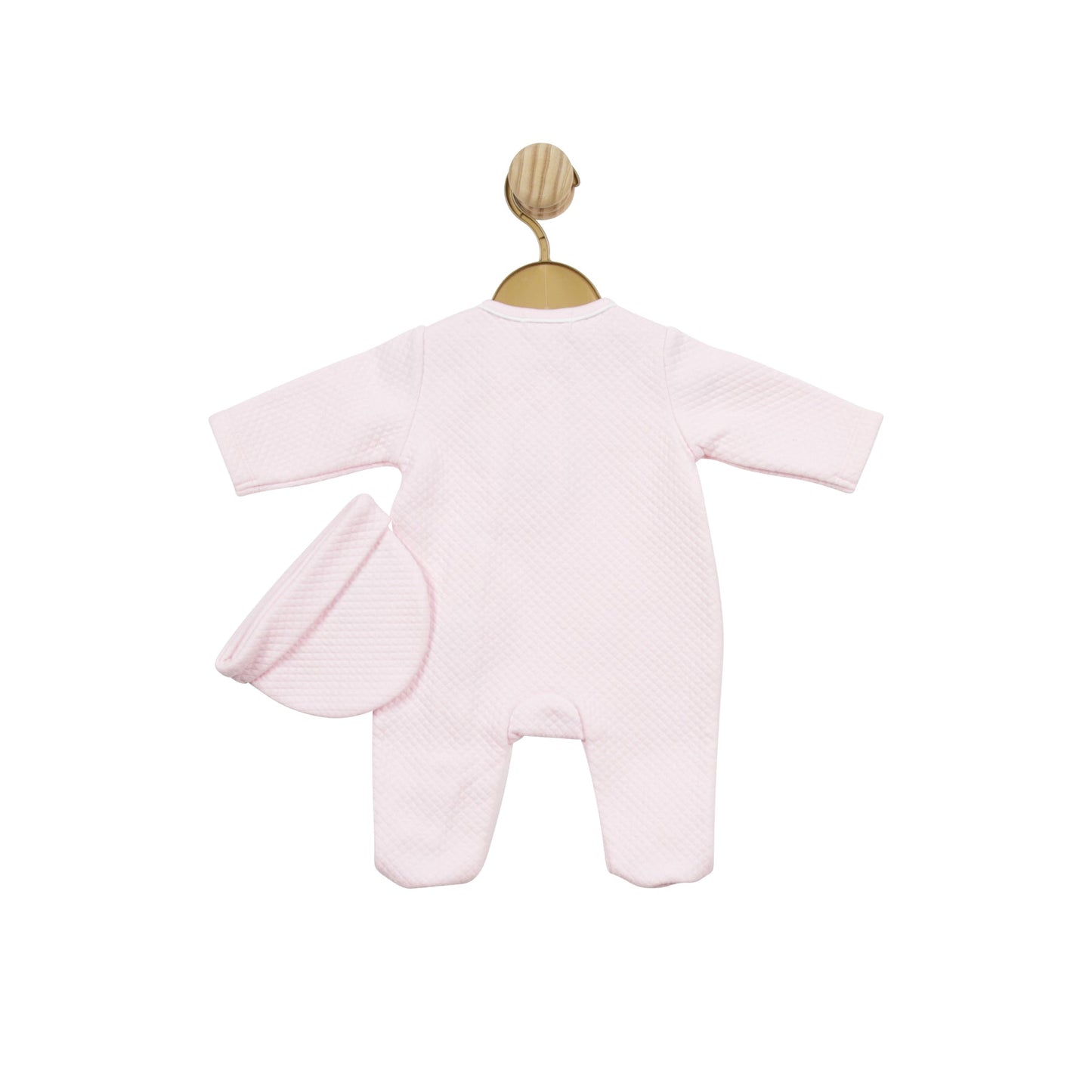 Pink Waffle Tiny Babygrow with Hat