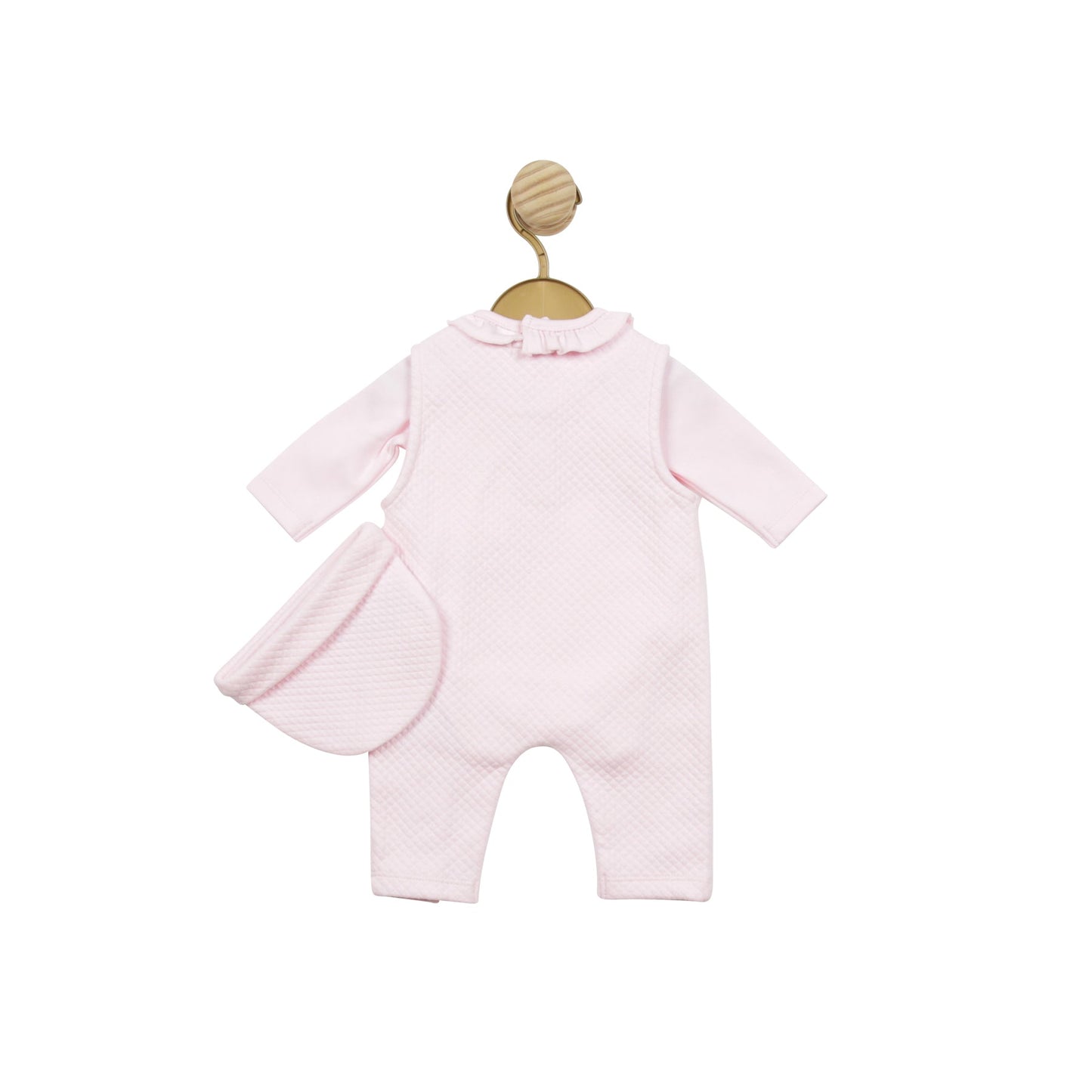 Pink Waffle Tiny Baby Body, Dungaree and Hat