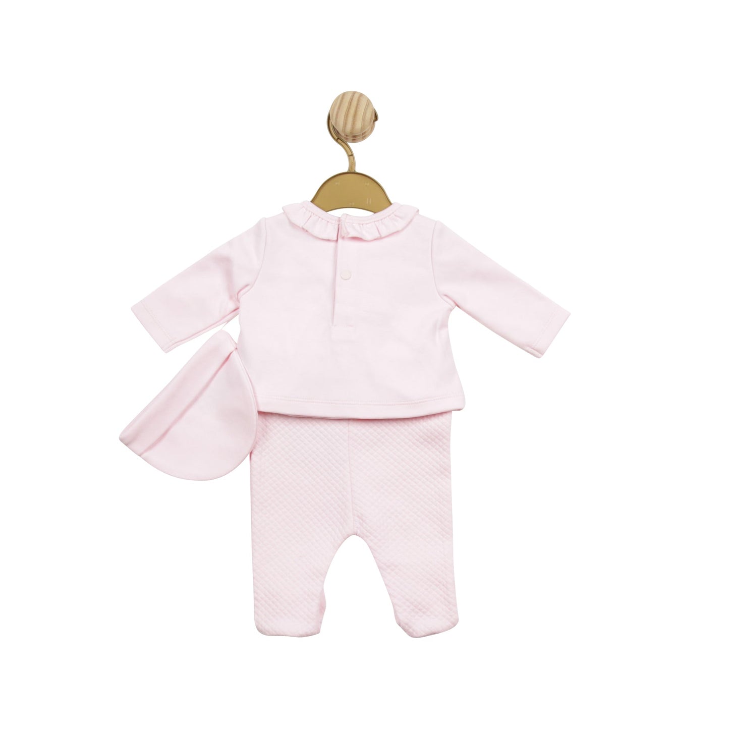 Pink Smock Waffle Tiny Baby Top, Pant and Hat