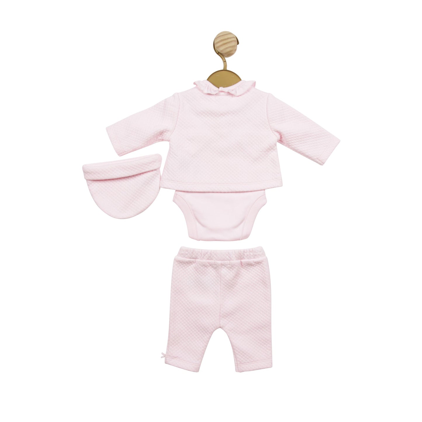 Pink Waffle Tiny Baby 3pc Set and Hat