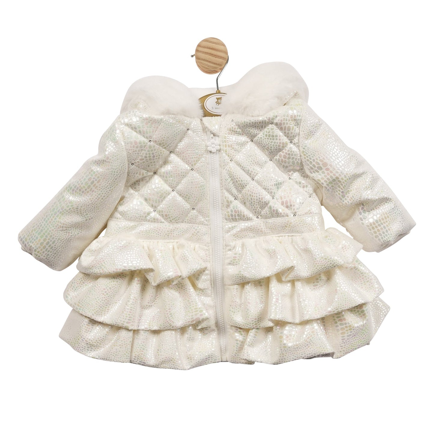 White Irridescent Quilted Coat