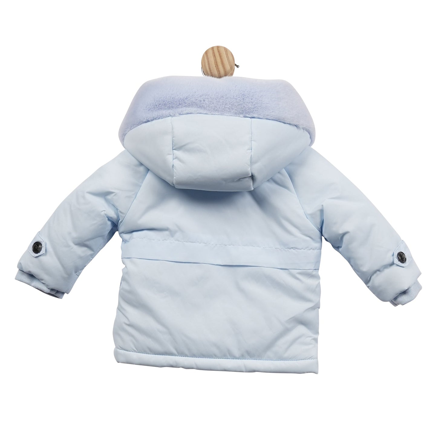Baby Blue Coat with Luxury Faux Fur Hood