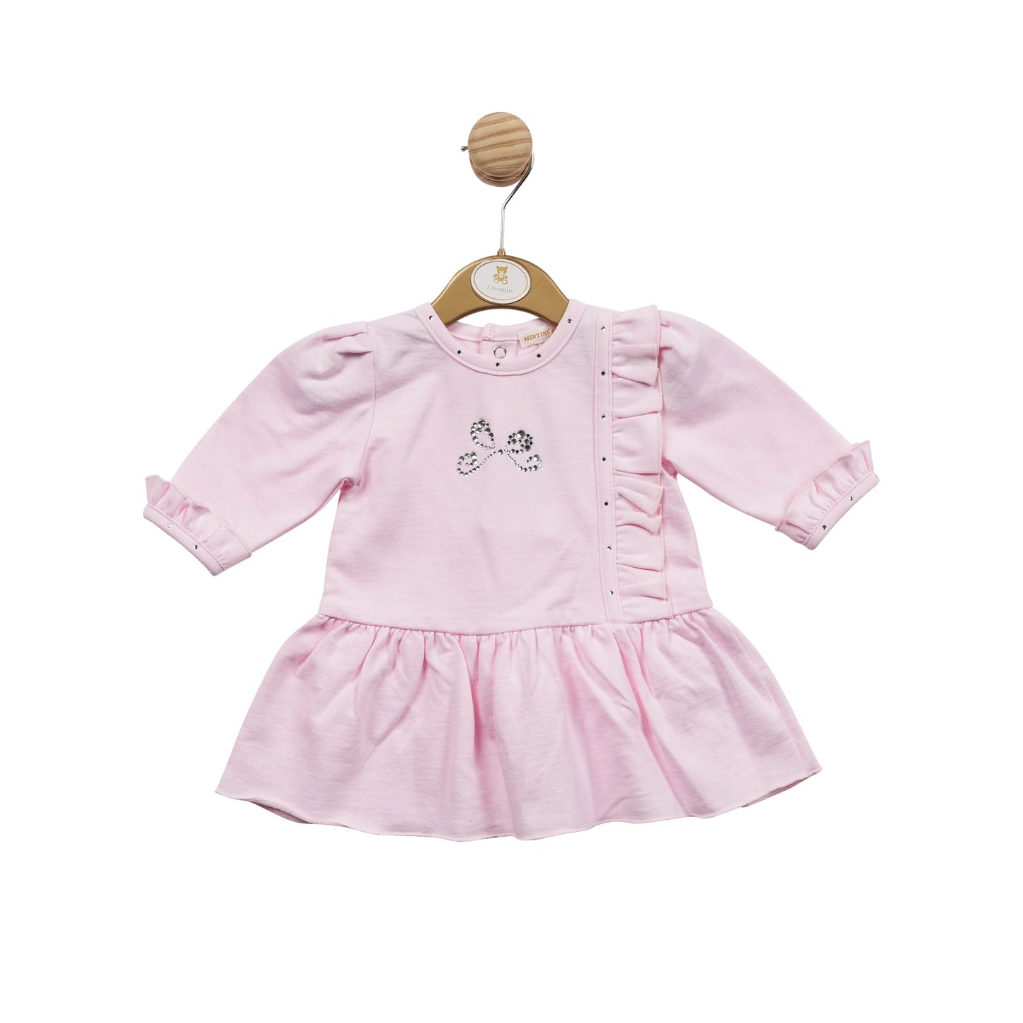 Baby Pink Diamante and Frill Dress