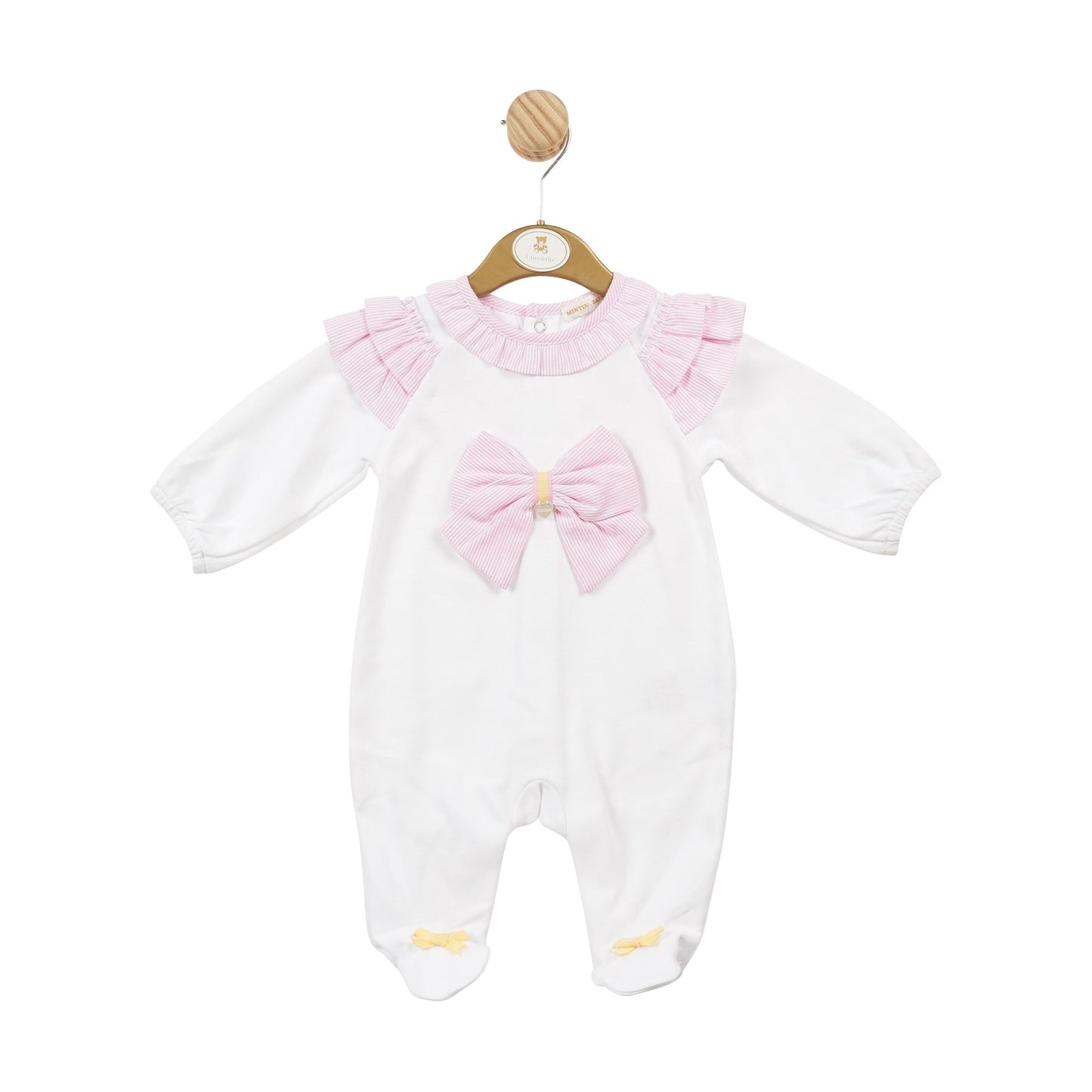 White and Pink Stripe Babygrow