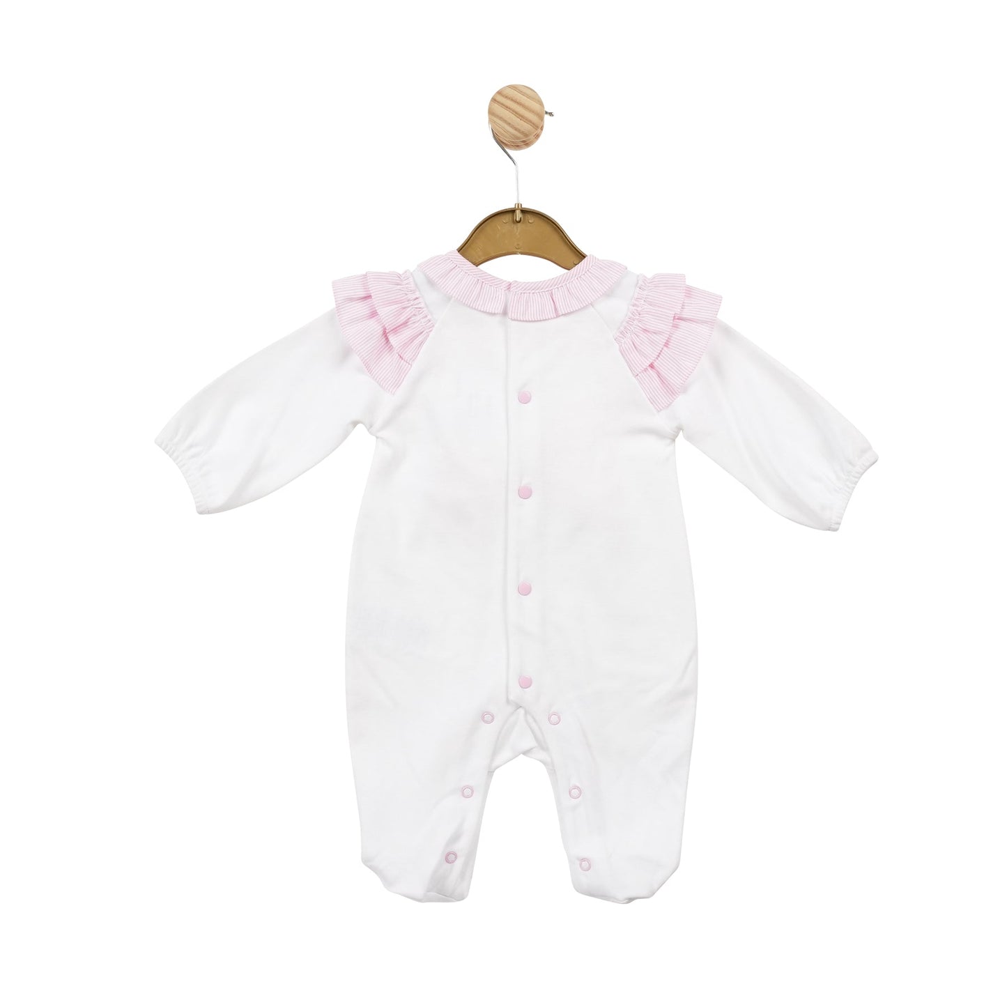 White and Pink Stripe Babygrow