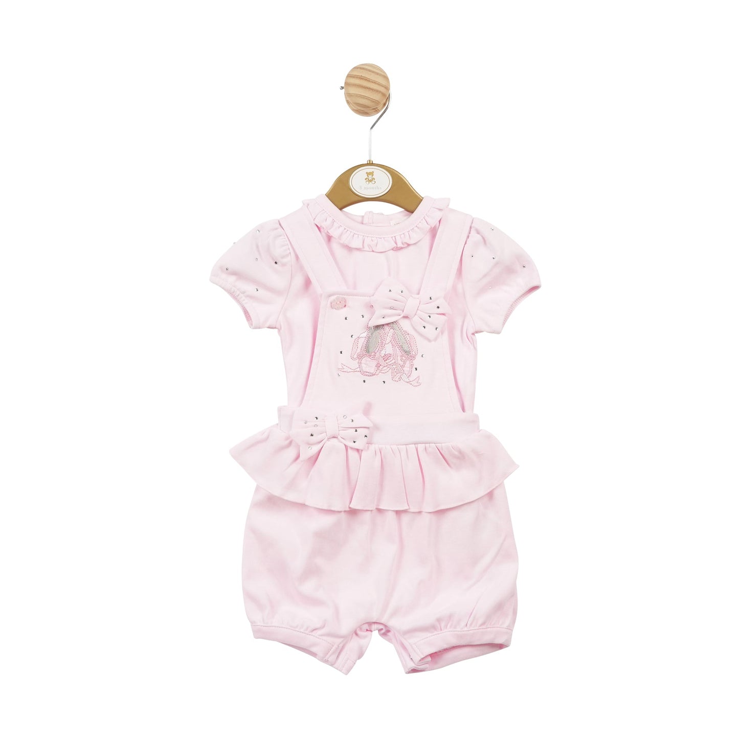 Baby Pink Ballet Shoe Top and Short Dungaree