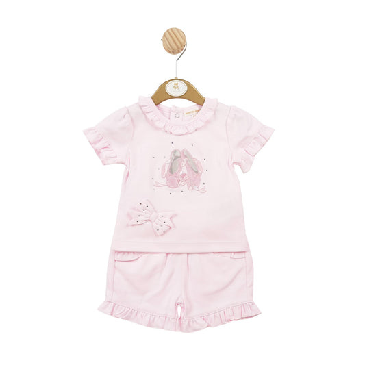 Baby Pink Ballet Shoe Top and Short Set