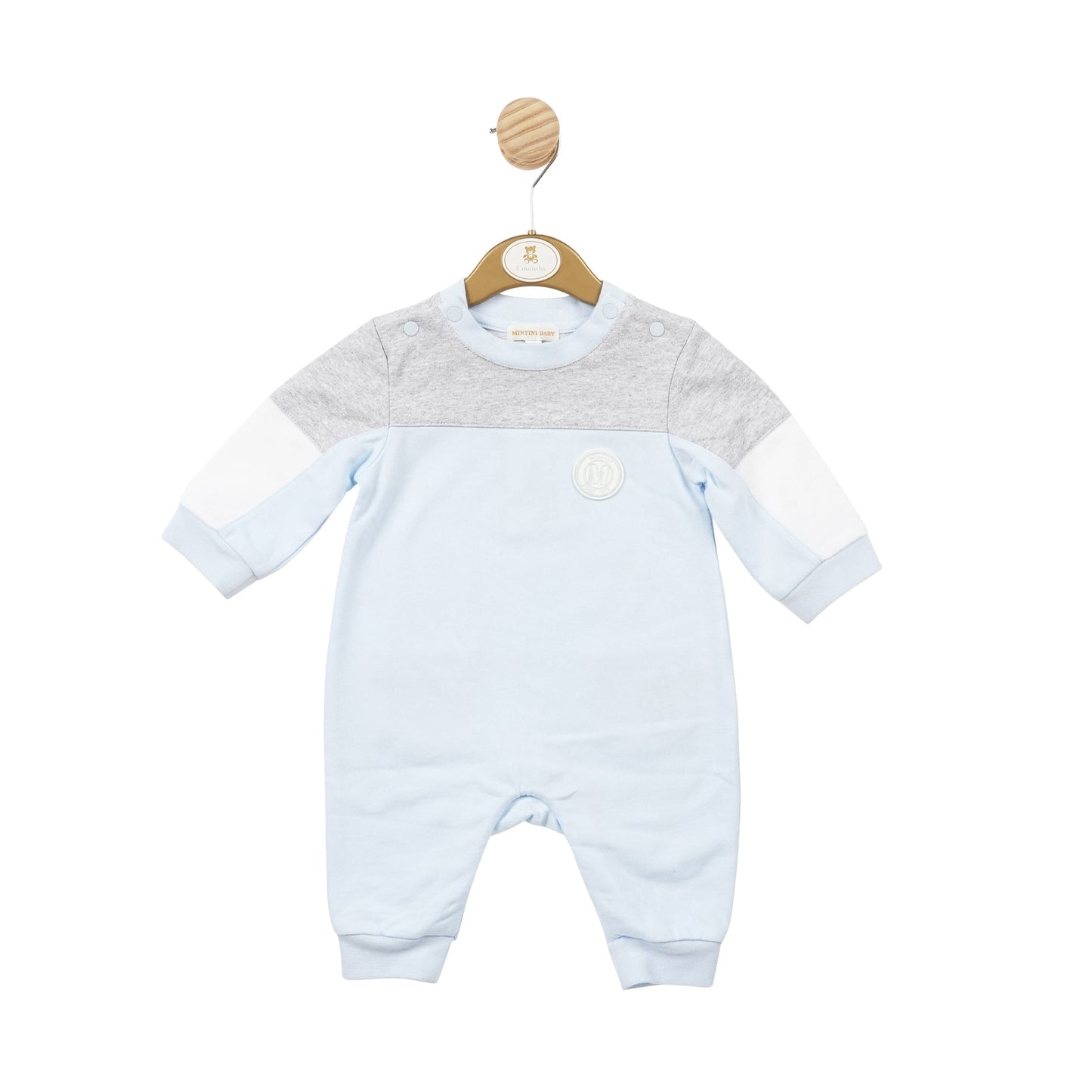Blue Grey and White Rubber M Long Romper