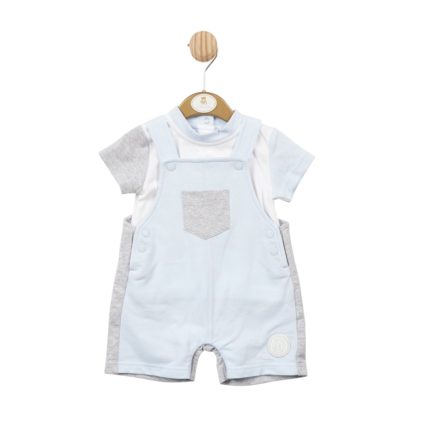 Blue Grey and White Rubber M Top and Short Dungaree