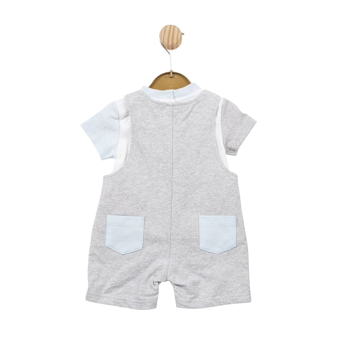 Blue Grey and White Rubber M Top and Short Dungaree