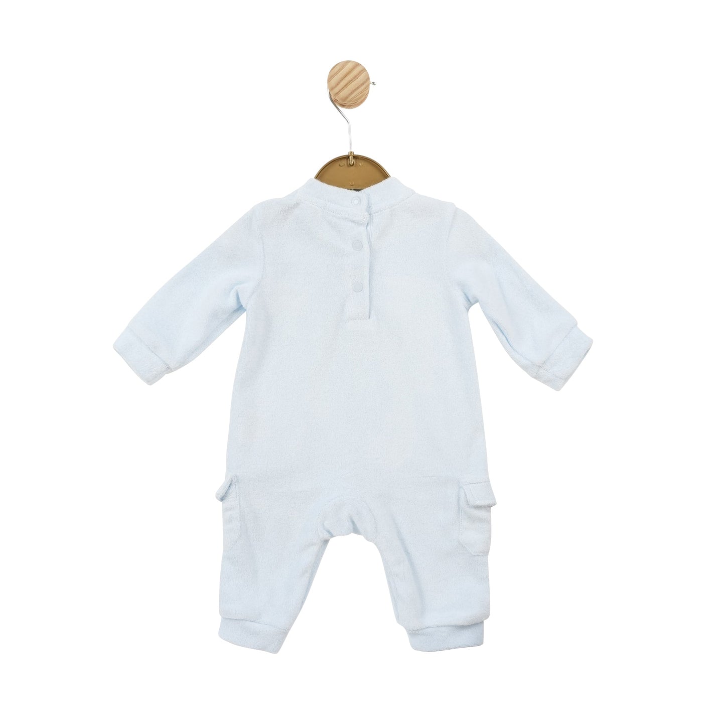 Blue Towelling Car Long Romper