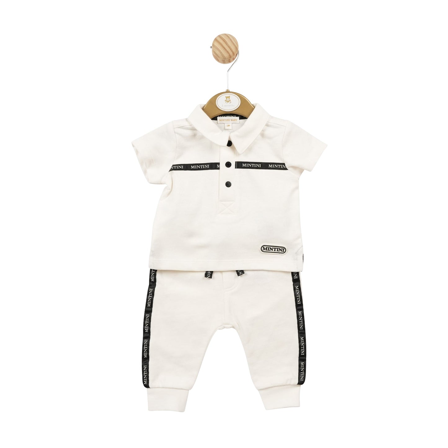 Mintini Black and White Tape Polo Top and Jogpant